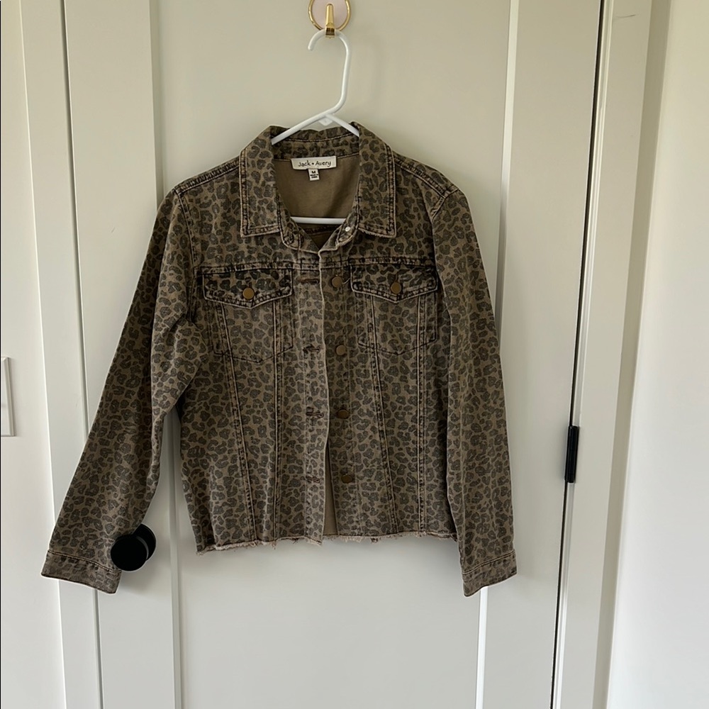 Lucky Brand Brown Leopard Print Jean Jacket